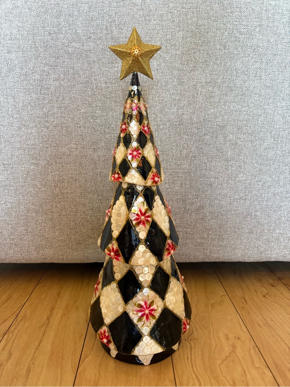 MacKenzie-Childs Harlequin Pointsettia Christmas Tree